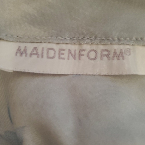 90's Y2K MAIDENFORM Nightgown SHINY BLUE FLORAL SATIN Lingerie Chemise LARGE - Picture 7 of 9